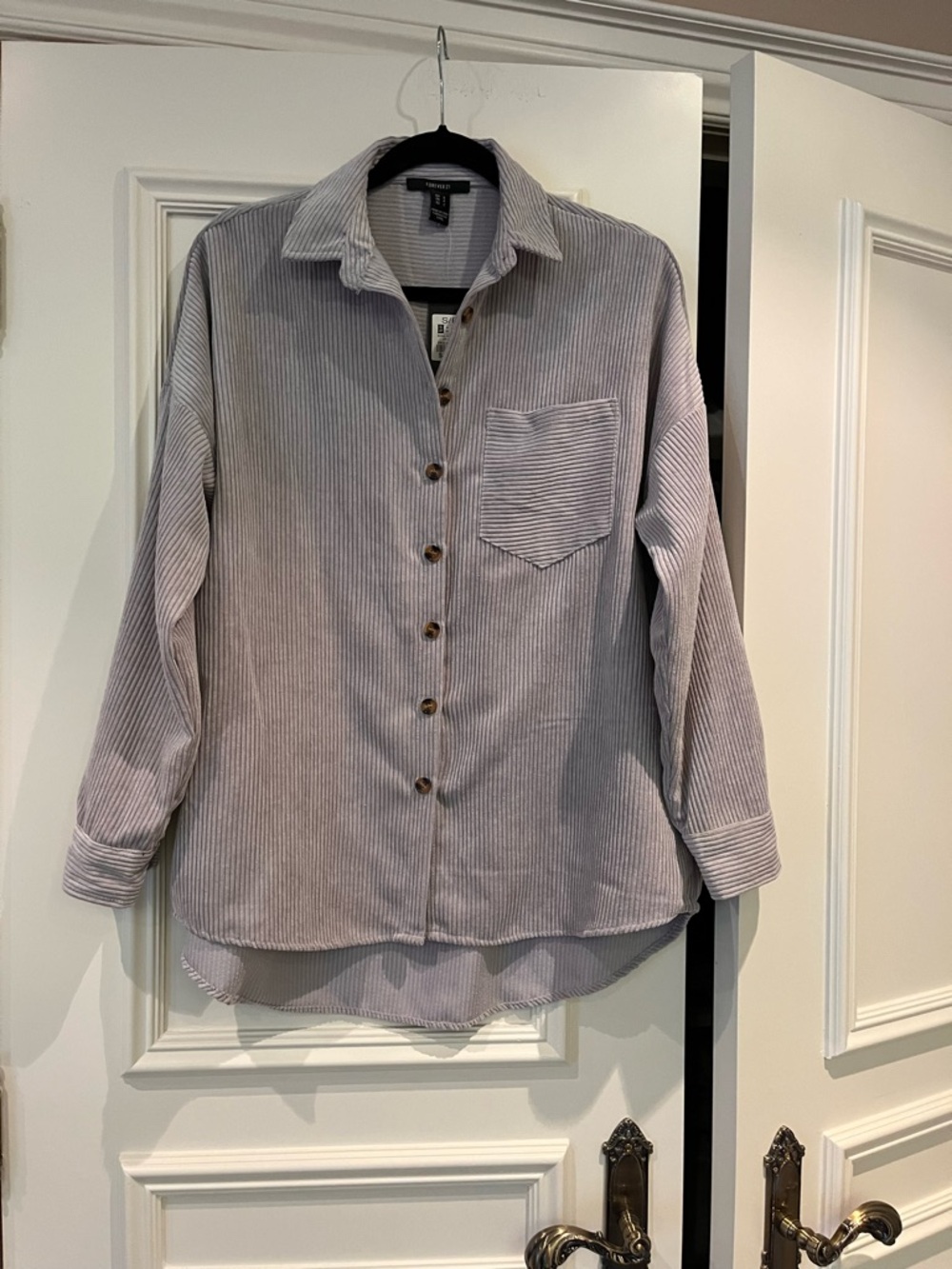 Brand New Women’s Light Gray Corduroy Button-Up Shirt